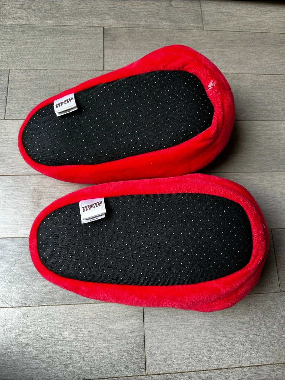 Kids Red M&M Character Plush Embroidered Warm Soft Slippers S/M Comfy